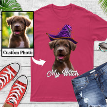 Load image into Gallery viewer, My dog is my witch - custom image for Halloween personalized gift - Standard Women&#39;s T-shirt