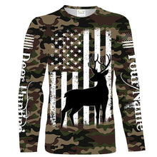 Load image into Gallery viewer, Deer hunting custom name America flag camo all over print Shirts, Hoodie, Zip up hoodie TATS212