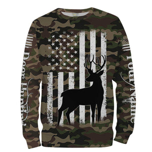 Deer hunting custom name America flag camo all over print Shirts, Hoodie, Zip up hoodie TATS212