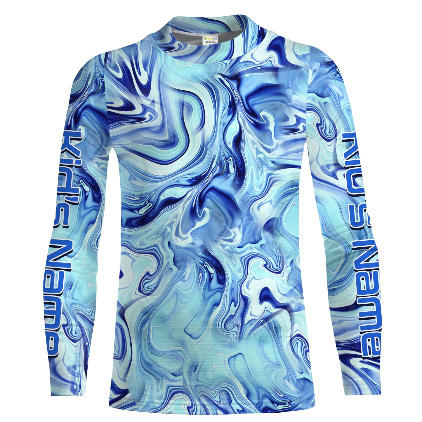 Custom Saltwater Long sleeve Fishing Shirts UV Protection, Sea wave camo Fishing Shirts - IPHW1560