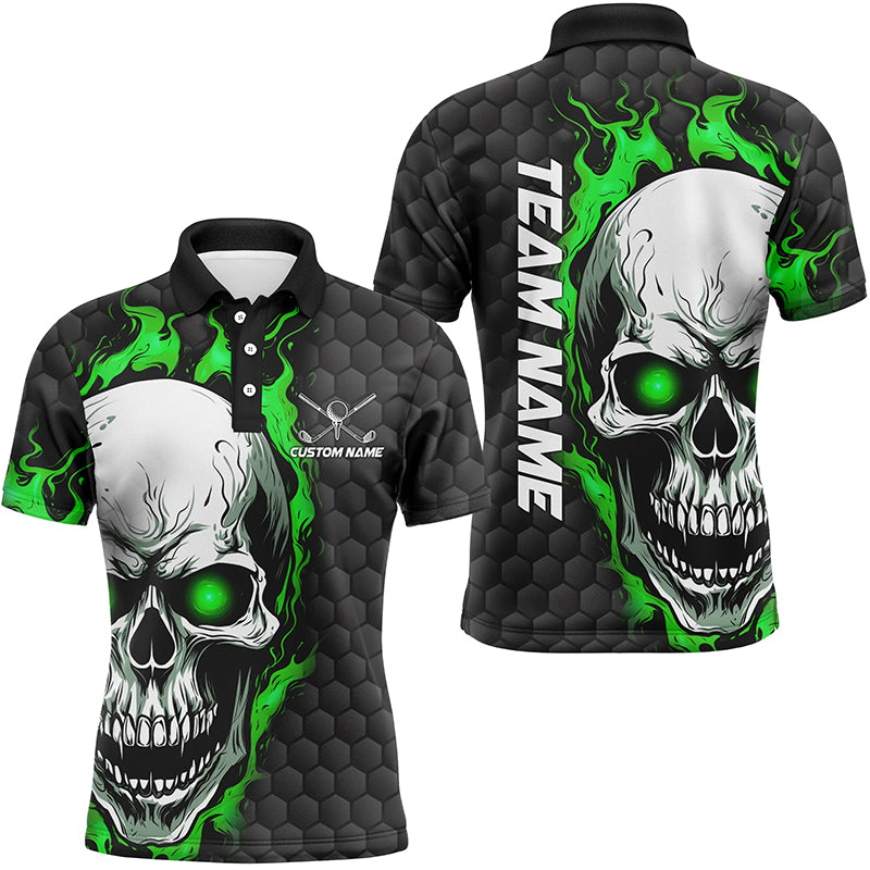 Green Skull Custom Men Polo Golf Shirts For Tournaments Golf Pattern Golf Apparel Outfits IPHW5408