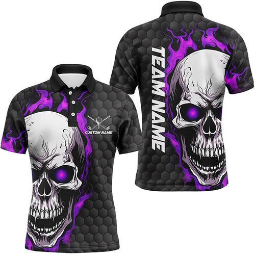 Purple Skull Custom Men Polo Golf Shirts For Tournaments Golf Pattern Golf Apparel Outfits IPHW5409