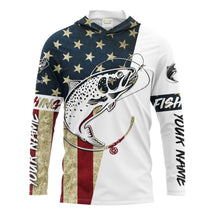 Load image into Gallery viewer, Personalized Rainbow Trout Fishing American Flag Long Sleeve Fishing Shirts, Patriotic Fishing gifts - IPHW1251