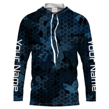 Load image into Gallery viewer, Dark blue camo Custom UV Long Sleeve performance Fishing Shirts, camouflage Fishing apparel - IPHW1578