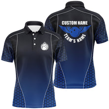 Load image into Gallery viewer, Custom Bowling Shirts With Names For Men, Flaming Bowling Ball Bowling Team Shirts | Blue IPHW4239