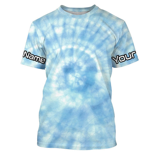Custom blue spiral tie dye Long sleeve performance Fishing Shirts, Fishing gifts for Fisherman IPHW3584