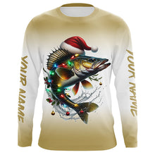 Load image into Gallery viewer, Christmas Lights String Walleye Christmas Fishing Shirts With Customized Name, Xmas Fishing Gifts IPHW5585