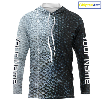 Chinook King Salmon Fishing Scales Custom Long Sleeve Fishing Shirts, Salmon Fishing Jerseys IPHW3986