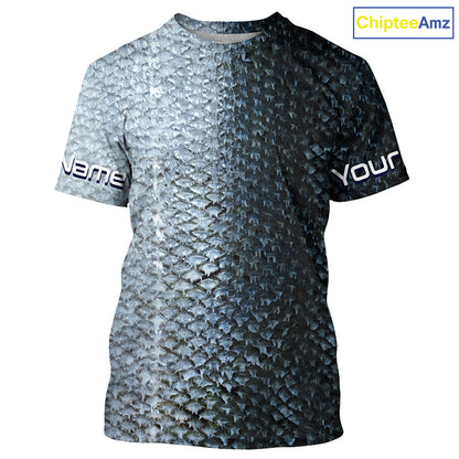Chinook King Salmon Fishing Scales Custom Long Sleeve Fishing Shirts, Salmon Fishing Jerseys IPHW3986