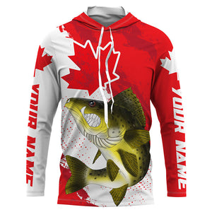 Canada flag Walleye Custom Fishing Shirts, Angry Walleye Fishing jerseys IPHW3477