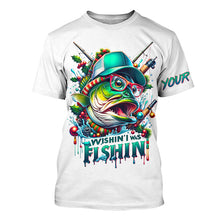 Load image into Gallery viewer, Wishin&#39; I Was Fishin&#39; Custom Funny Bass Christmas Fishing Shirts Bass Christmas Fishing Gifts IPHW5586