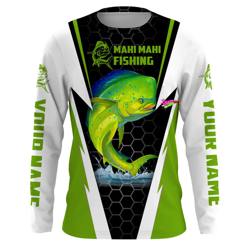Personalized Mahi Mahi Fishing jerseys, Mahi Mahi Fishing Long Sleeve Fishing tournament shirts | green - IPHW2232
