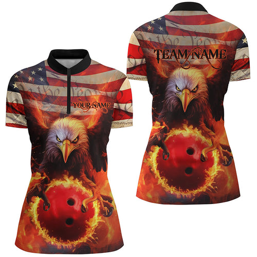 US Flag We The People Custom Eagle Bowling Shirts For Women, Patriotic Bowling Jerseys IPHW5287