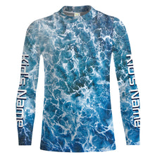 Load image into Gallery viewer, Custom Saltwater Long sleeve Fishing Shirts UV Protection, Sea wave camo Fishing Shirts - IPHW1330