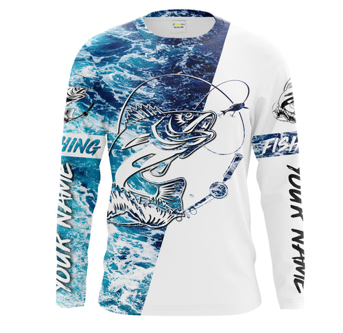 Walleye Fishing Custom Long Sleeve performance Fishing Shirts, personalized tournament fishing shirts - IPHW1477