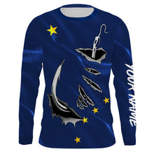 Load image into Gallery viewer, Alaska Flag Fishing 3D Fish Hook Personalized UV  long sleeves performance fishing shirts -  IPHW485