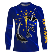 Load image into Gallery viewer, Indiana Flag 3D Fish Hook UV Protection Custom Long Sleeve performance Fishing Shirts IPHW489
