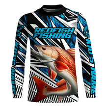 Load image into Gallery viewer, Custom Redfish Puppy Drum Long Sleeve Tournament Fishing Shirts, Redfish Fishing Jerseys | Blue Camo IPHW6123