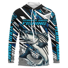 Load image into Gallery viewer, Custom Striped Bass Long Sleeve Tournament Fishing Shirts, Striper Fishing Jerseys | Blue Camo IPHW6124