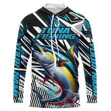 Load image into Gallery viewer, Custom Yellowfin Tuna Long Sleeve Tournament Fishing Shirts, Tuna Fishing Jerseys | Blue Camo IPHW6125