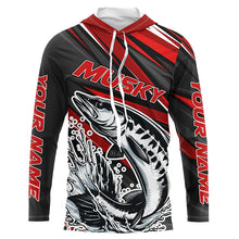 Load image into Gallery viewer, Personalized Musky Fishing Jerseys, Muskie Long Sleeve Tournament Fishing Shirts | Red IPHW5596