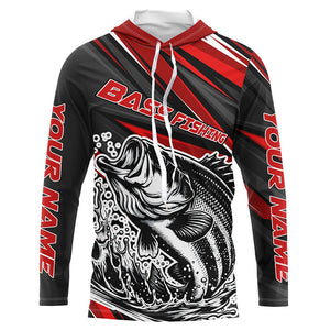 Personalized Bass Fishing Jerseys, Bass Fishing Long Sleeve Tournament Fishing Shirts | Red IPHW5598