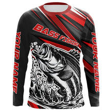 Load image into Gallery viewer, Personalized Bass Fishing Jerseys, Bass Fishing Long Sleeve Tournament Fishing Shirts | Red IPHW5598