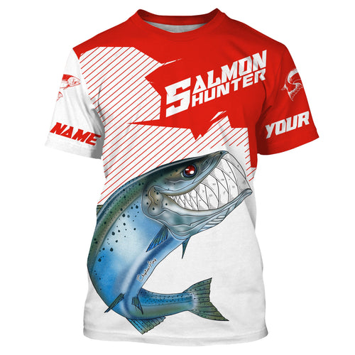 Angry Chinook King Salmon Custom Long sleeve Fishing Shirts, Salmon hunter Fishing jerseys | red IPHW3338