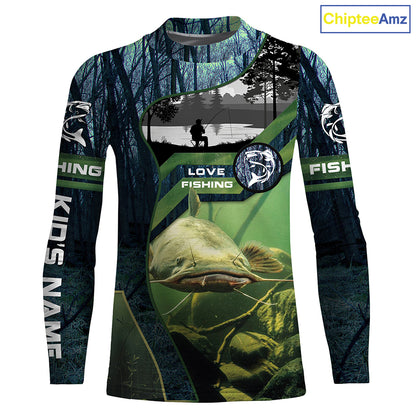 Flathead Catfish Custom name All over print shirts - personalized fishing gift for men, women and kid - IPH1312