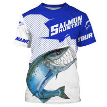 Load image into Gallery viewer, Angry Chinook King Salmon Custom Long sleeve Fishing Shirts, Salmon hunter Fishing jerseys | blue IPHW3352