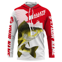 Load image into Gallery viewer, Angry Walleye Custom Long sleeve performance Fishing Shirts, Walleye hunter Fishing jerseys | red IPHW3360