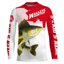 Load image into Gallery viewer, Angry Walleye Custom Long sleeve performance Fishing Shirts, Walleye hunter Fishing jerseys | red IPHW3360