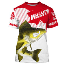 Load image into Gallery viewer, Angry Walleye Custom Long sleeve performance Fishing Shirts, Walleye hunter Fishing jerseys | red IPHW3360