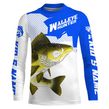 Load image into Gallery viewer, Angry Walleye Custom Long sleeve performance Fishing Shirts, Walleye hunter Fishing jerseys | blue IPHW3361
