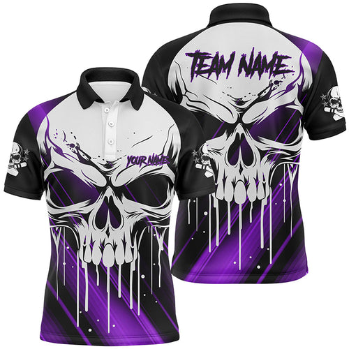 Custom Skull Bowling Jerseys For Men Bowling Team Name Polo Shirts Halloween Outfits | Purple IPHW5320