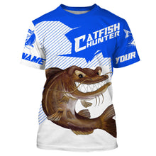 Load image into Gallery viewer, Angry Catfish Custom Long sleeve performance Fishing Shirts, Catfish hunter Fishing jerseys | blue IPHW3379