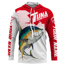Load image into Gallery viewer, Angry Yellowfin Tuna Custom Long sleeve Fishing Shirts, Tuna hunter Fishing jerseys | red IPHW3383