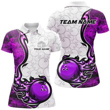 Load image into Gallery viewer, Custom Purple Flame Bowling Shirts For Women Bowling Pattern Bowling Team Jerseys Bowlers IPHW5511