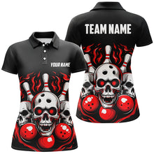 Load image into Gallery viewer, Custom Red Skull Bowling Team Shirts, Flame Bowling Jerseys Bowlers Shirts For Women IPHW5840
