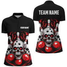 Load image into Gallery viewer, Custom Red Skull Bowling Team Shirts, Flame Bowling Jerseys Bowlers Shirts For Women IPHW5840