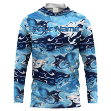 Load image into Gallery viewer, Sea wave camo Fishing Custom UV Long Sleeve Fishing Shirts, Saltwater Fishing Shirts - IPHW876