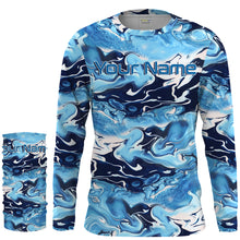 Load image into Gallery viewer, Sea wave camo Fishing Custom UV Long Sleeve Fishing Shirts, Saltwater Fishing Shirts - IPHW876