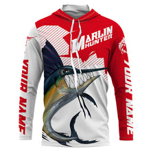 Load image into Gallery viewer, Marlin hunter Fishing jerseys, Custom Angry Marlin Long sleeve performance Fishing Shirts |red IPHW3405