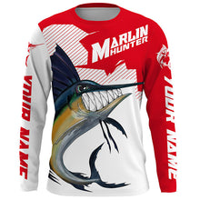 Load image into Gallery viewer, Marlin hunter Fishing jerseys, Custom Angry Marlin Long sleeve performance Fishing Shirts |red IPHW3405