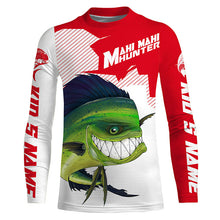 Load image into Gallery viewer, Mahi Mahi hunter Fishing jerseys, Custom Angry Mahi Long sleeve performance Fishing Shirts |red IPHW3408