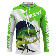 Load image into Gallery viewer, Mahi Mahi hunter Fishing jerseys, Custom Angry Mahi Long sleeve performance Fishing Shirts |green IPHW3409