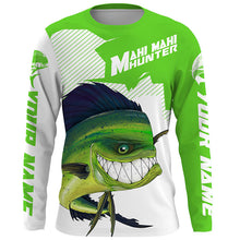 Load image into Gallery viewer, Mahi Mahi hunter Fishing jerseys, Custom Angry Mahi Long sleeve performance Fishing Shirts |green IPHW3409