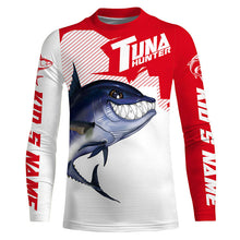Load image into Gallery viewer, Bluefin Tuna hunter Fishing jerseys, Custom Angry Tuna Long sleeve performance Fishing Shirts |red IPHW3402