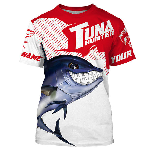 Bluefin Tuna hunter Fishing jerseys, Custom Angry Tuna Long sleeve performance Fishing Shirts |red IPHW3402