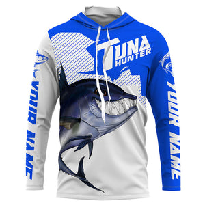 Bluefin Tuna hunter Fishing jerseys, Custom Angry Tuna Long sleeve performance Fishing Shirts |blue IPHW3404